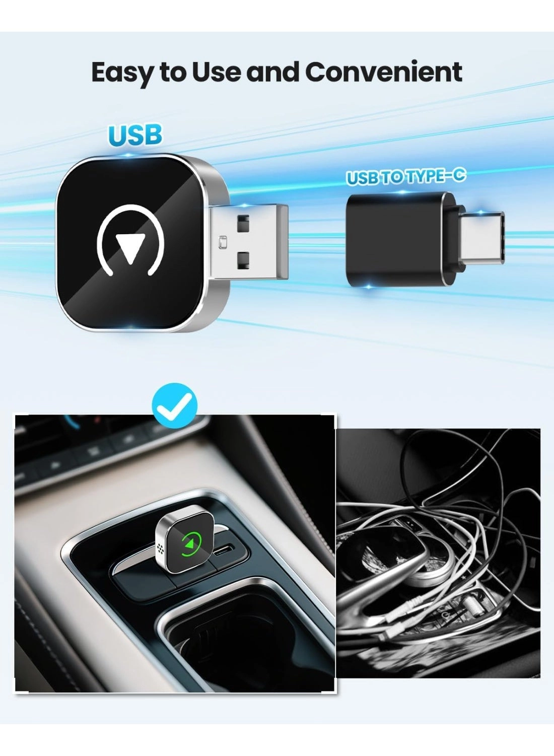 2-in-1 wireless Carplay Adapter - Android Auto Mini