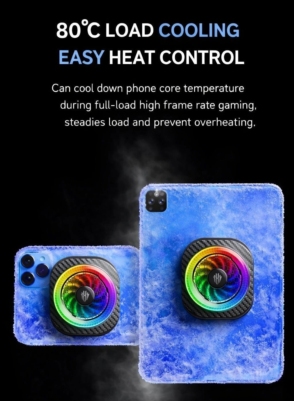 Magnetic Phone/Tablet Cooler - 36W Graphene Heatsink Clip-On