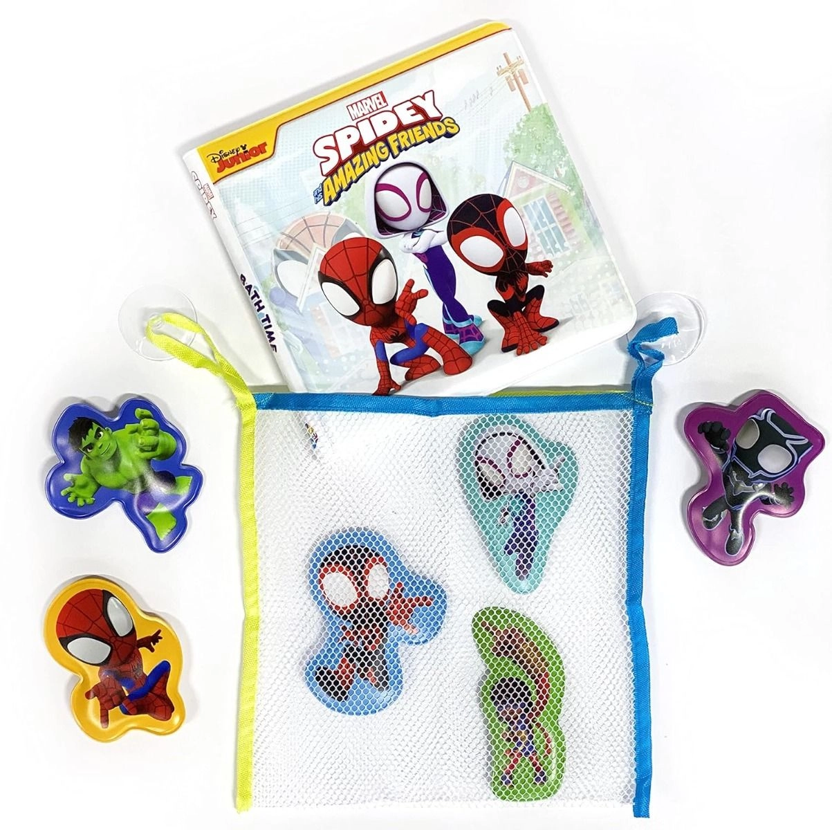 Marvel Spidey Bath Time Books - Waterproof 6 suction cup figures