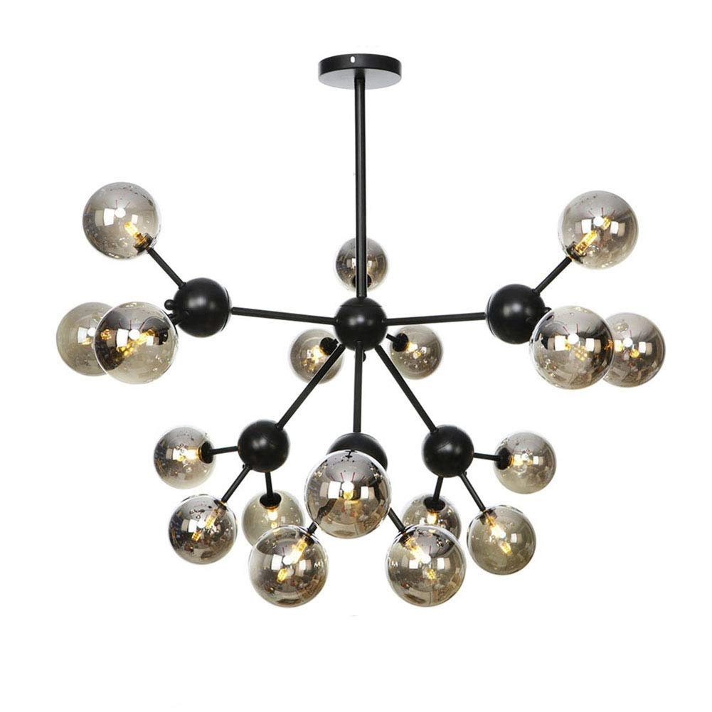 AYMAYA Magic Bean Molecular Chandelier - G4 LED 18 heads Black smoke-grey lampshade