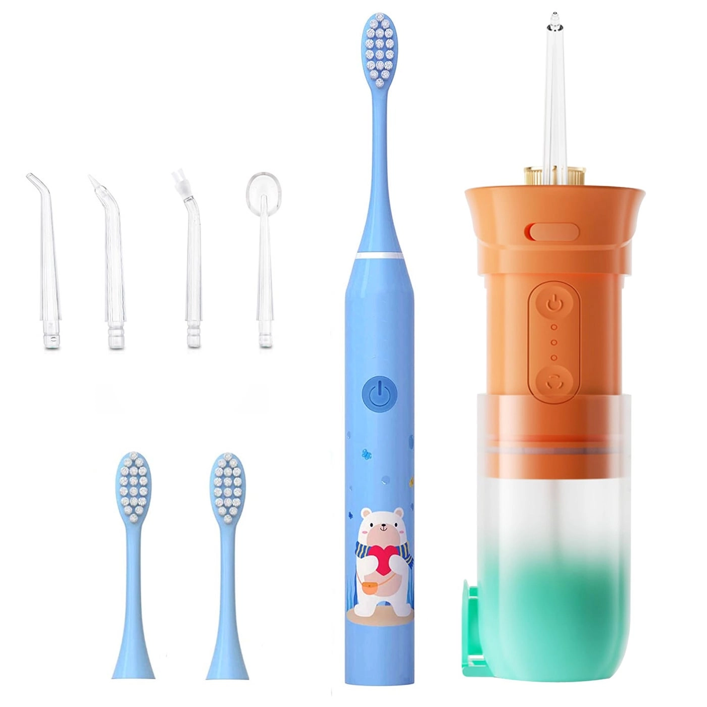 US1984 Sonic Electric Toothbrush - 5 Modes 3 Brush Heads + Water Flosser - 200ml 4 Nozzles