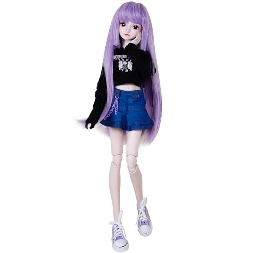Ball Jointed BJD Doll - 56cm Plastic Purple