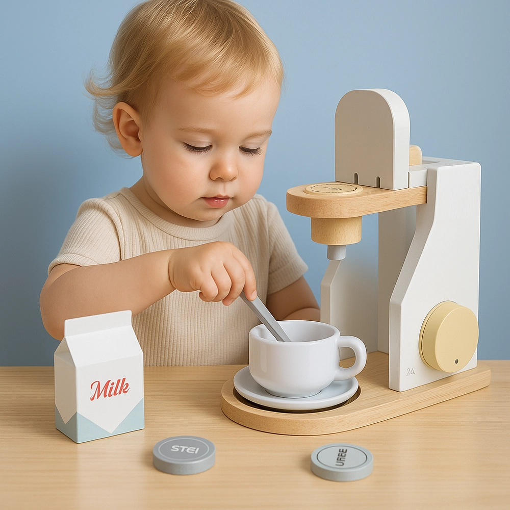Kids Wooden Coffee Maker - 7 pcs (5551007-TC8156)