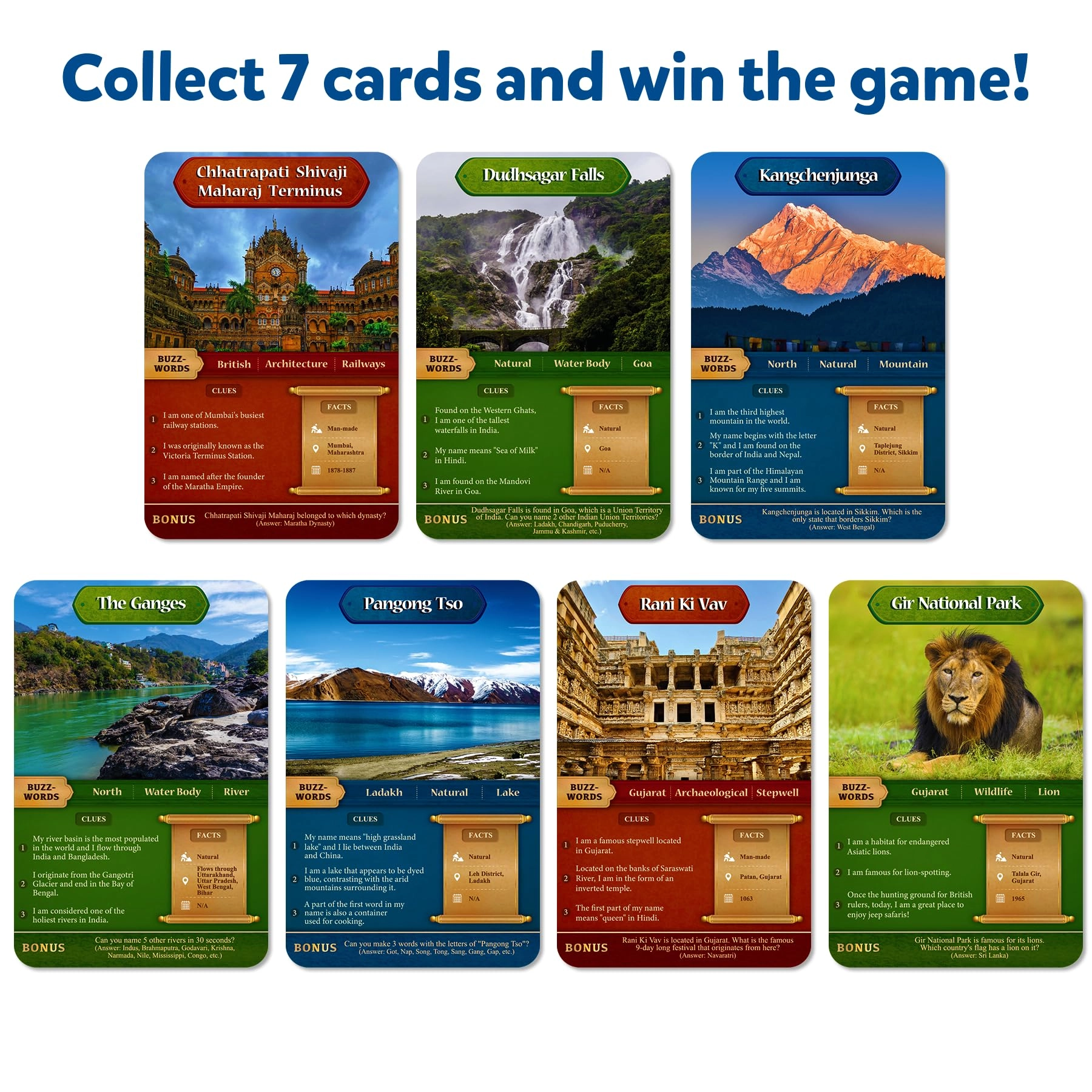 Guess in 10 Wonders of India - Card Game