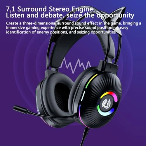 Gaming Headphones with Cat Ears Wired Headphone
