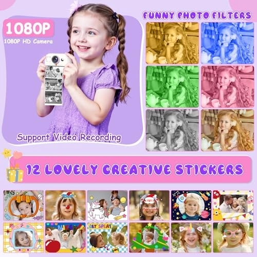 Photomaker Kit Kids 1080P Instant Print Camera + DIY Journal Kit - 93 Pcs