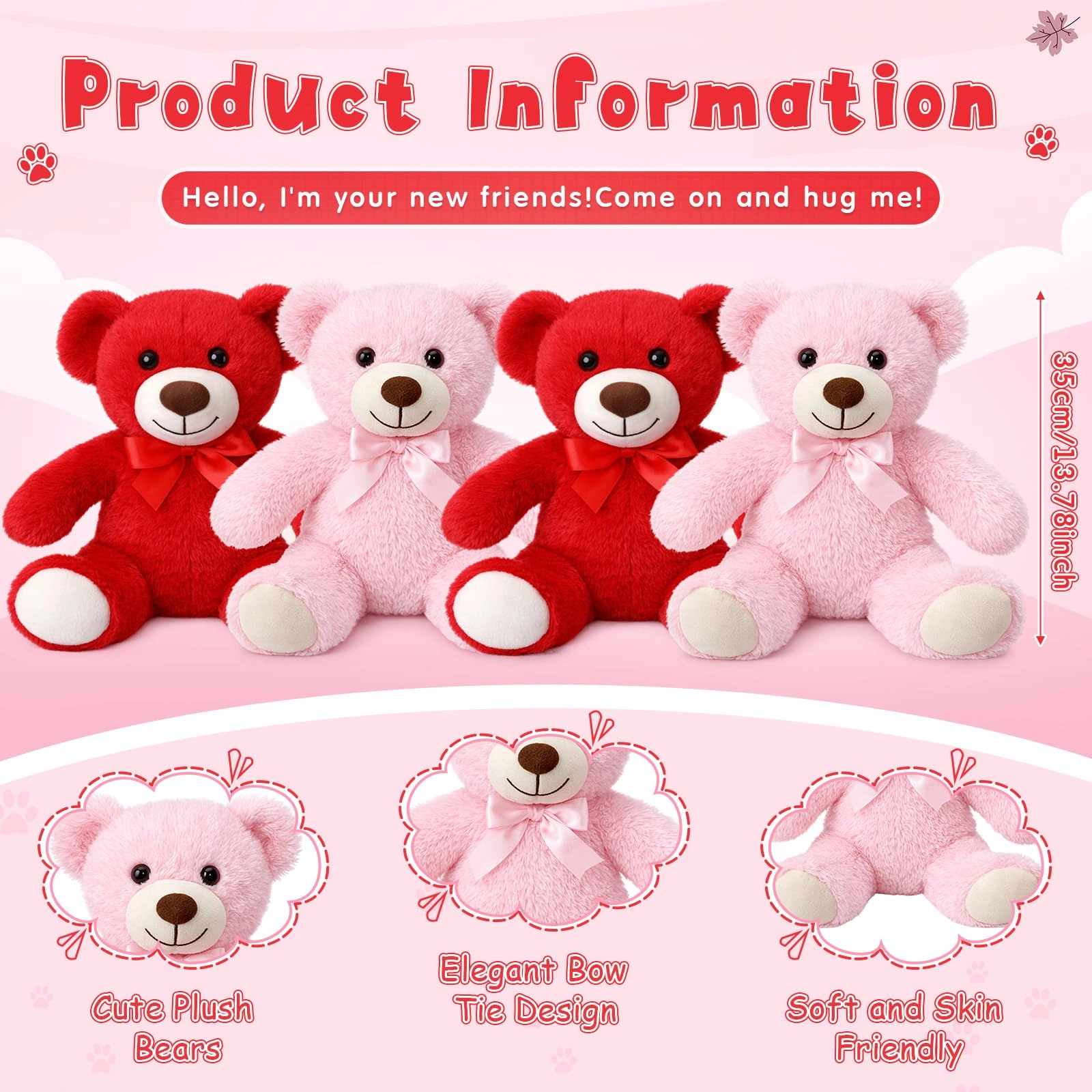 Teddy Bears - 35 cm 4 Pack