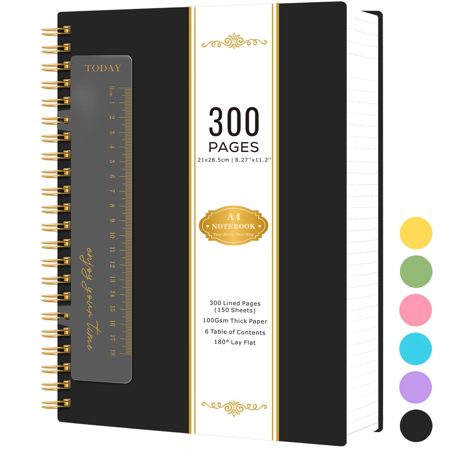 nirmiro Spiral Notebook A4 Spiral - Lined 300 Pages