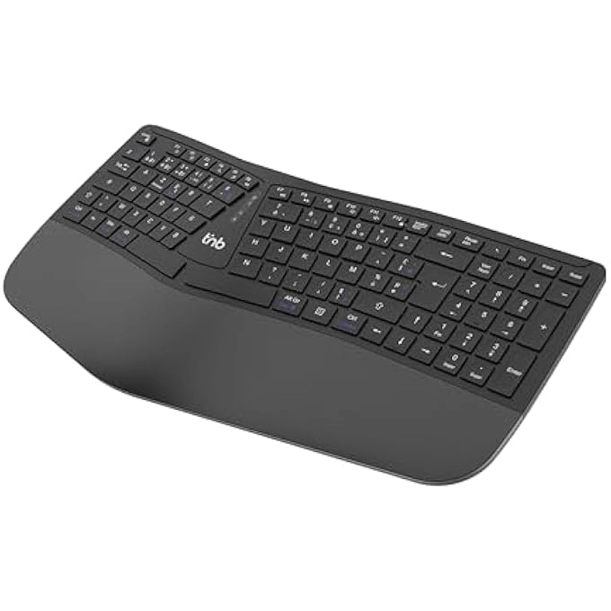 Ergonomic Wireless Rechargeable Bluetooth Keyboard - Wired/Wireless