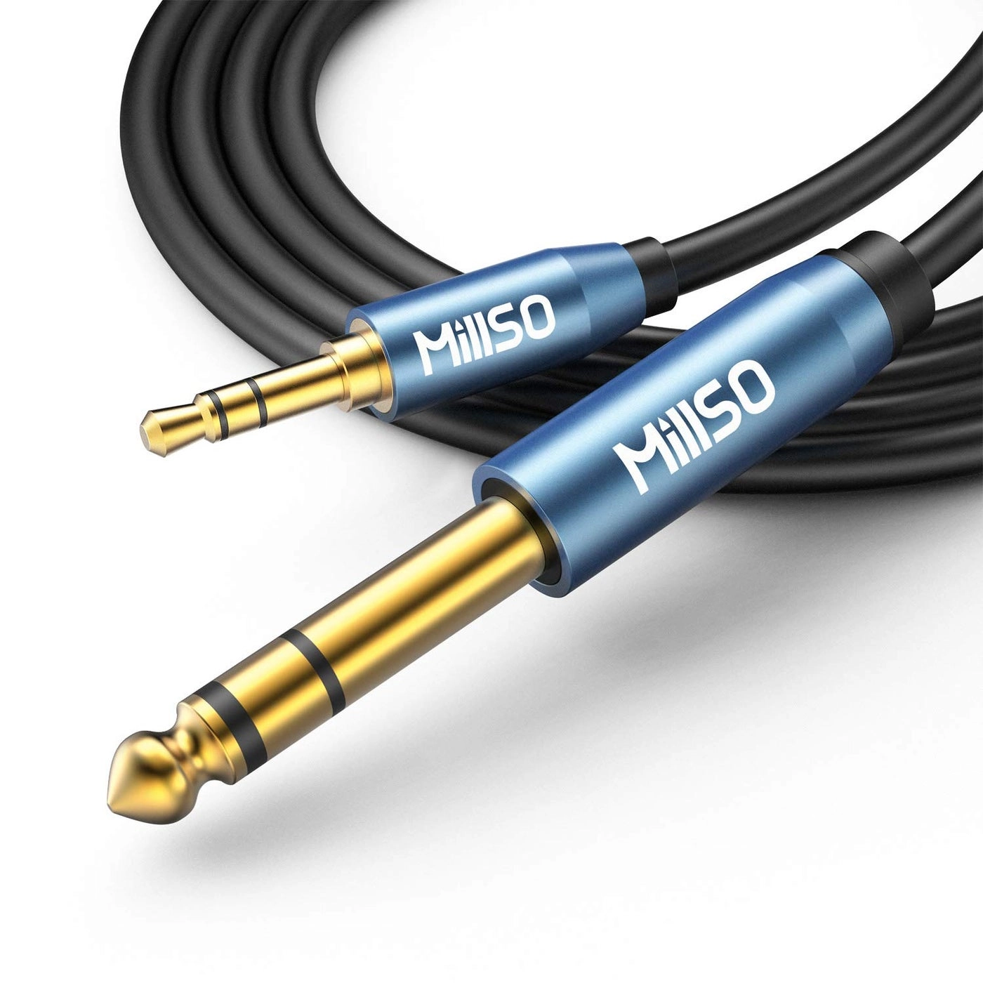 MillSO 6.35mm Male 1/4 to 3.5mm Male 1/8 TRS Stereo Audio Cable - 8 ft