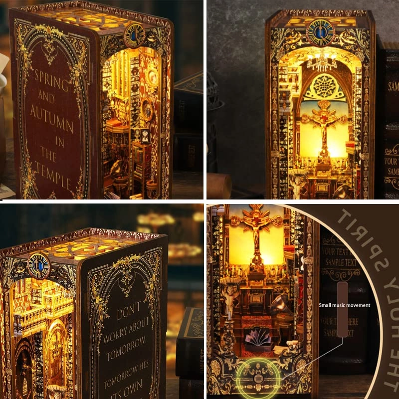 3D Wooden Puzzle Bookshelf Insert - Library of Books 1:24