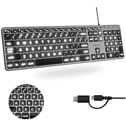 Dual Wired Large Print Keyboard - 107-key MacOS layout Wired