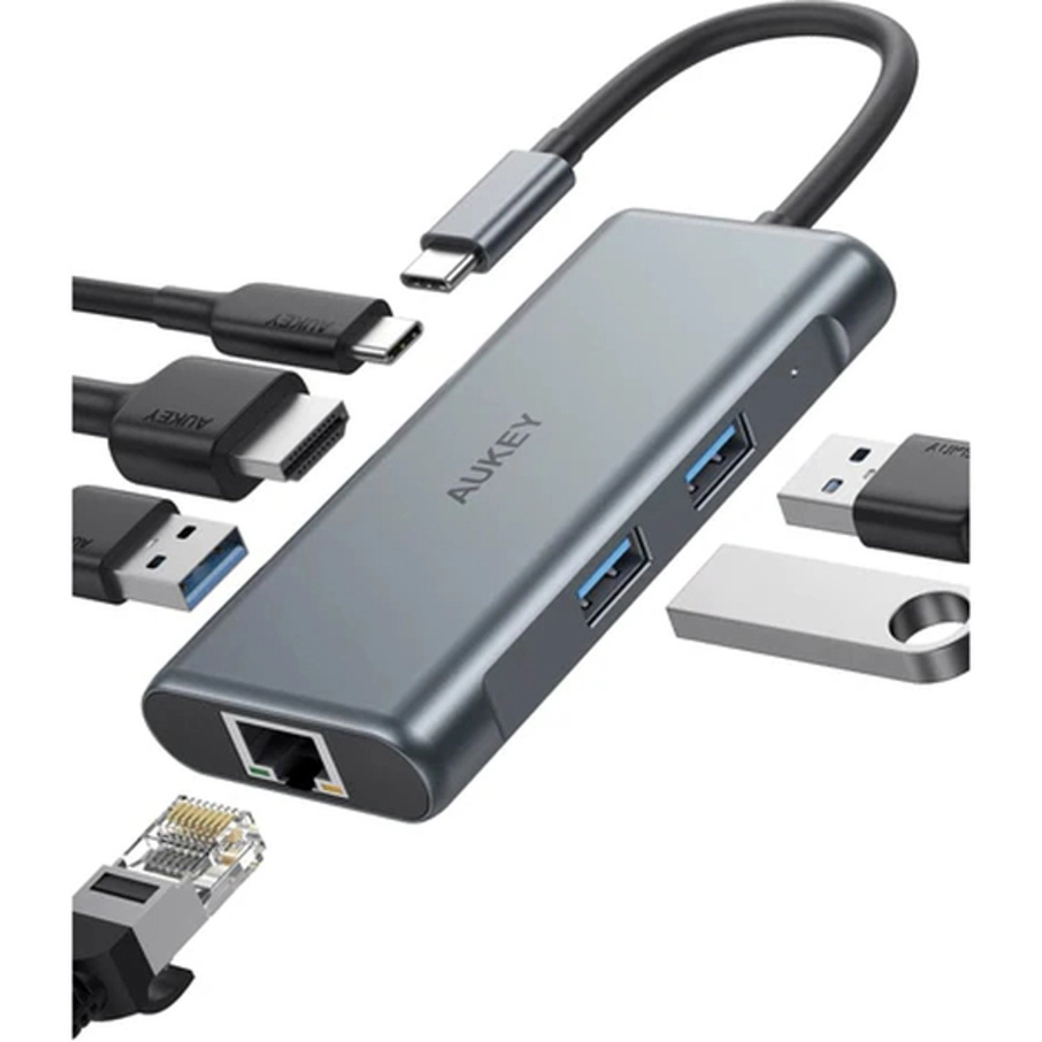 AUKEY CB-C75 - 6-In-1 100W HDMI USB3.0 Eth
