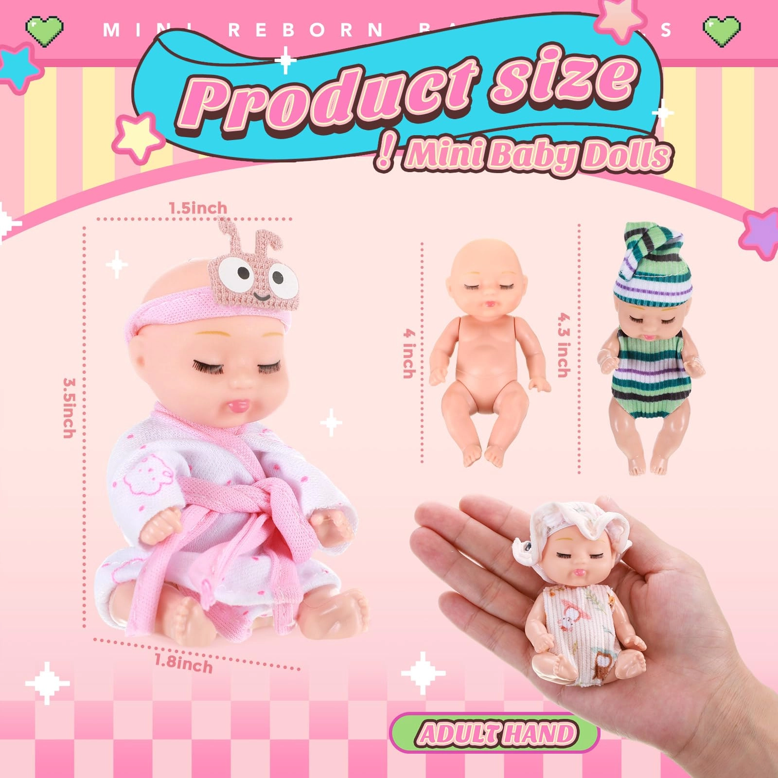 Reborn Baby Doll - 4 Inch 6 Pcs Set