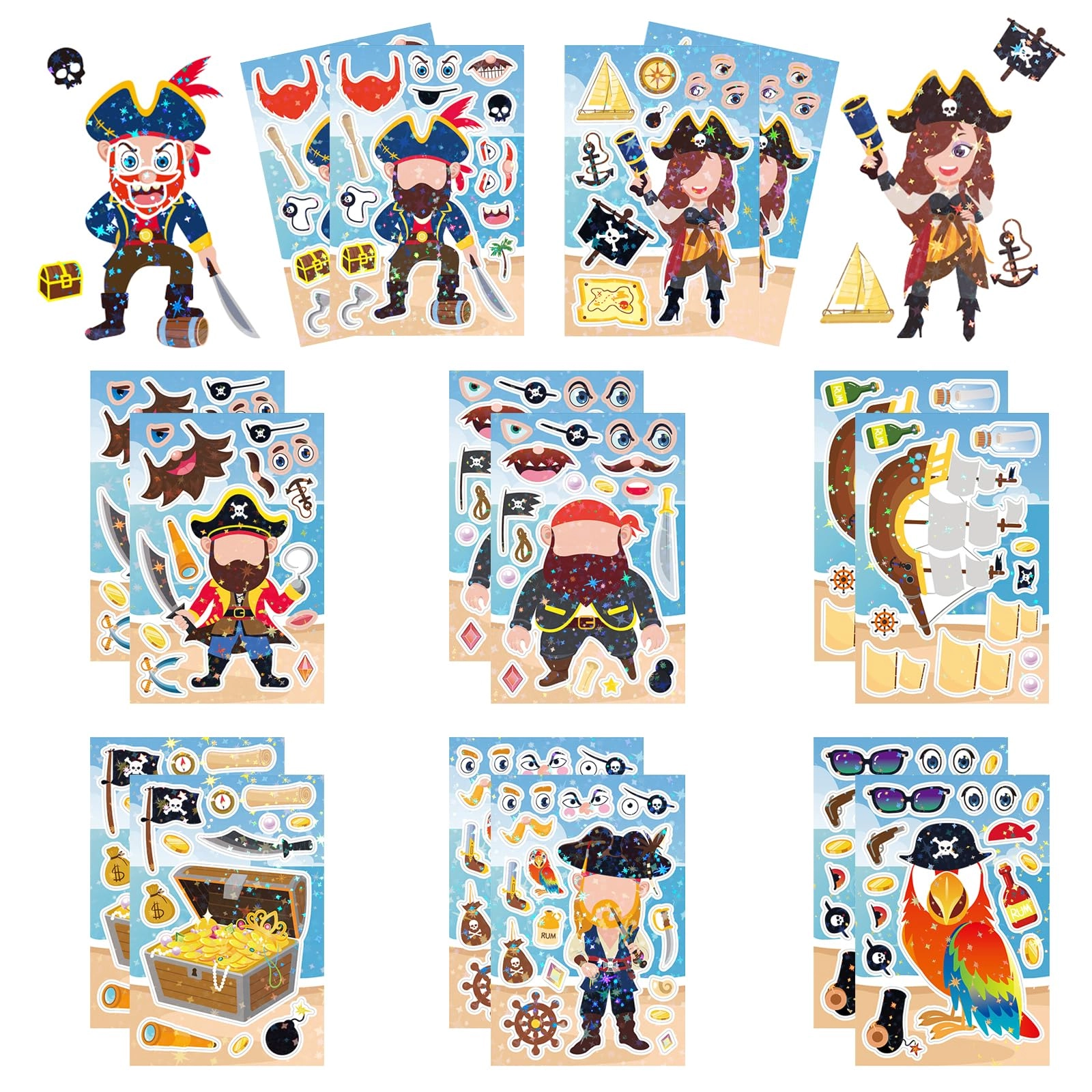 segxn Shining Pirate Sticker Book 16 pcs