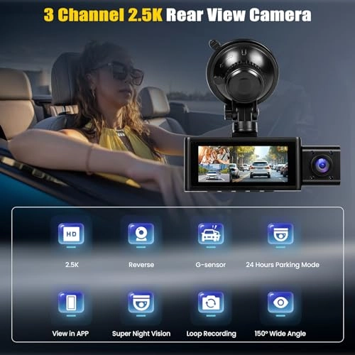 3-channel dash cam - 2.5K+1080P+1080P