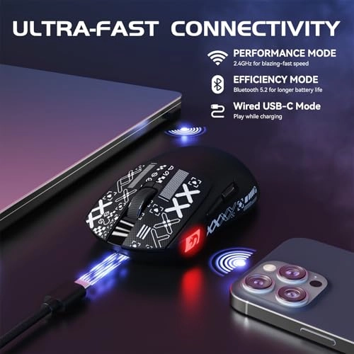 M4 Superlight Gaming Mouse - 2.4G/Bluetooth/Wired