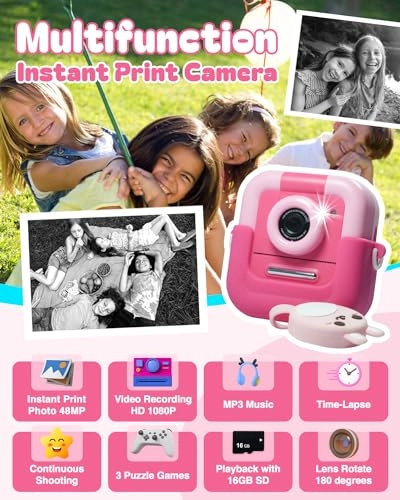 Kid's Instant Print Camera - 16GB 1080P