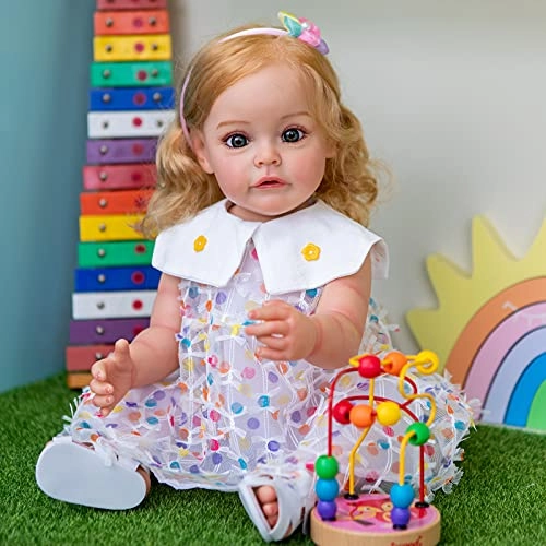Sue-Sue Reborn Baby Doll - 55 cm Silicone Rooted Brown Hair
