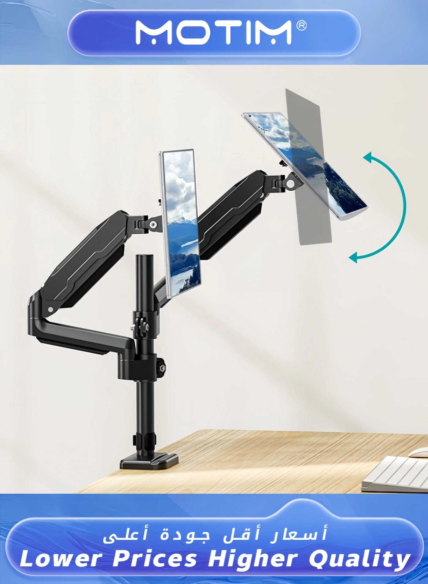 Monitor Desk Mount Stand - Dual 17-27 inch VESA 75x75/100x100mm