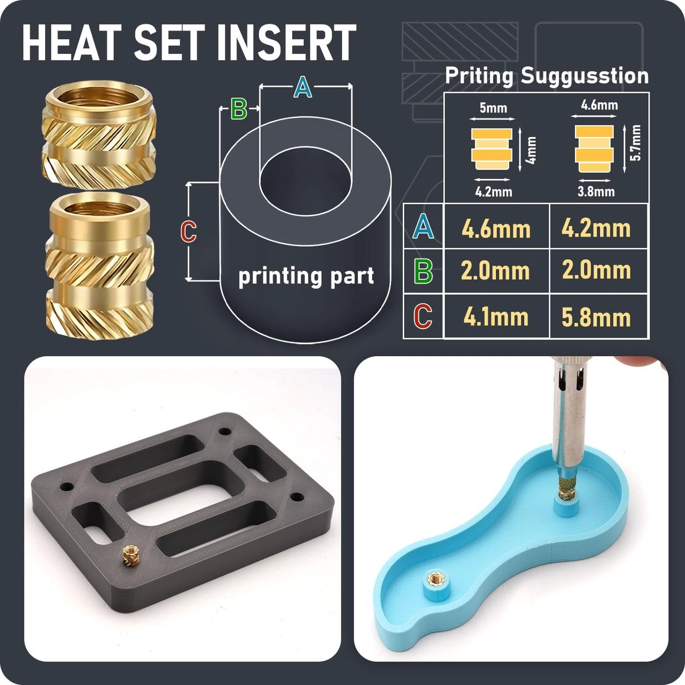 M3 Threaded Insert Assortment Kit