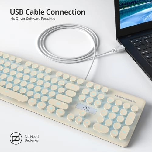 Retro Typewriter Keyboard - Wired