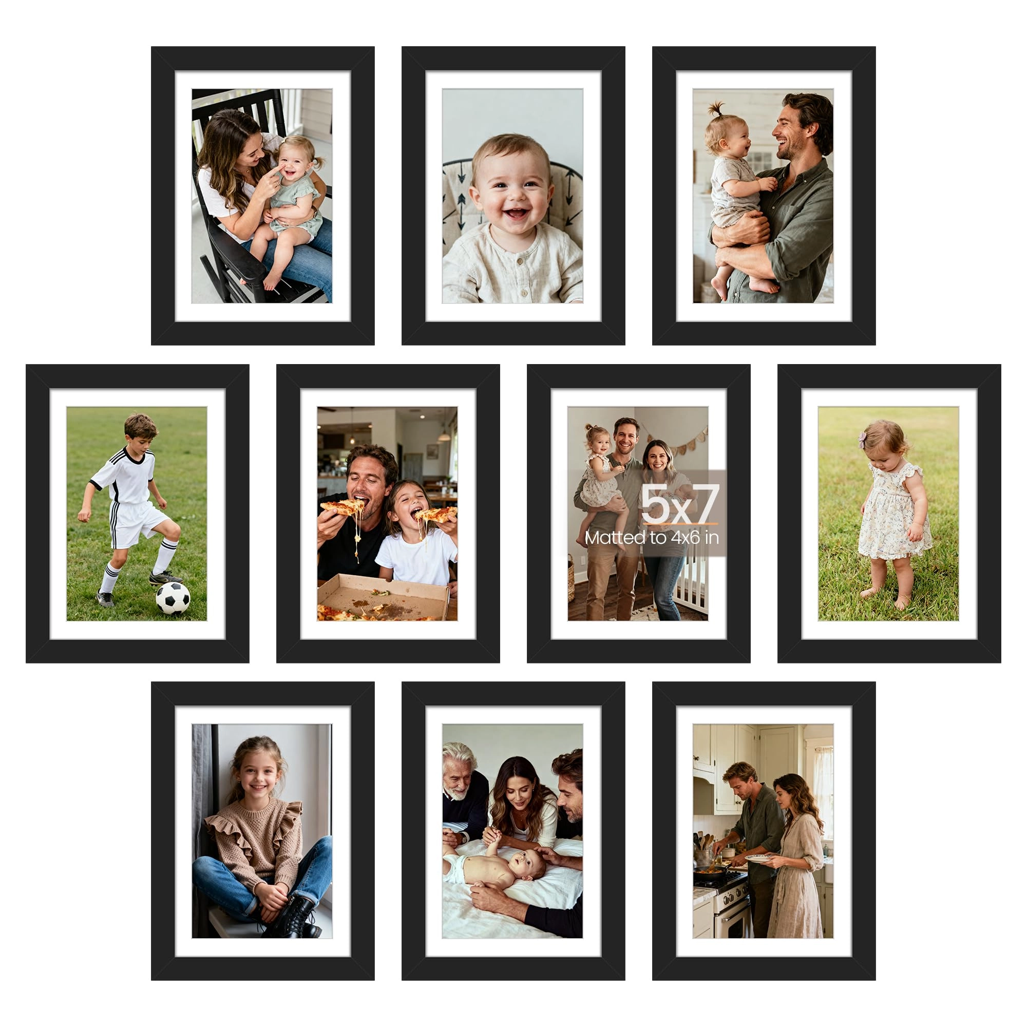 10 Pack Picture Frames - 8x10, 5x7, 4x6