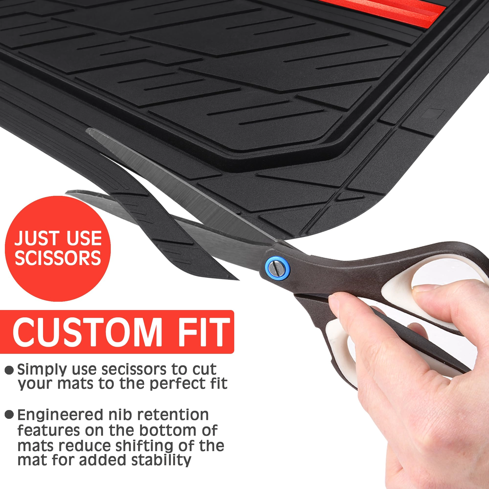 Rubber Floor Mats - All Weather Trim-to-Fit 3-Piece