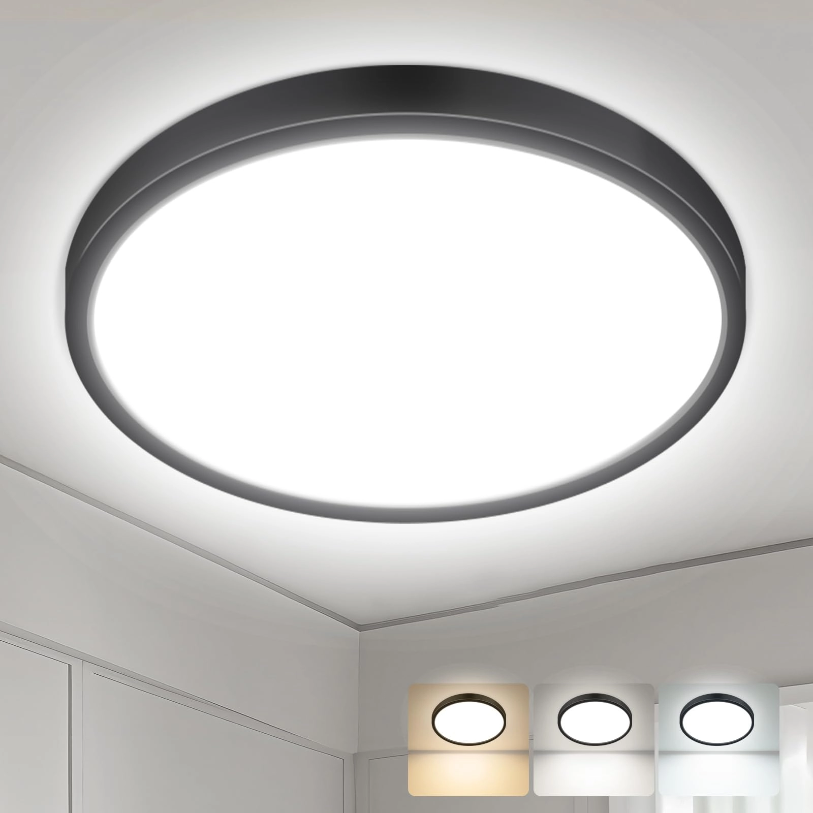 Dimmable Flush Mount LED Ceiling Light - 3000K-4500K-6000K