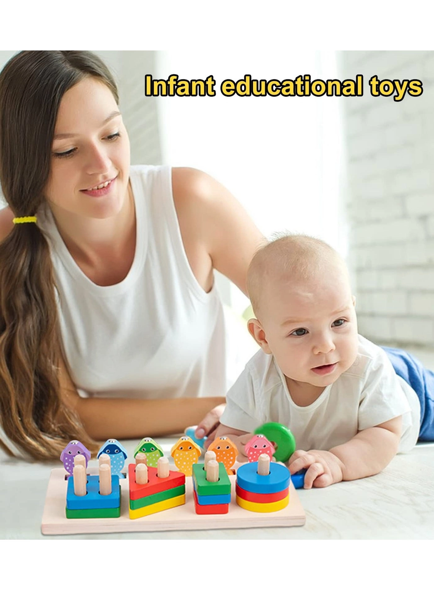 Rainbow Stacker - Wooden Shape Sorting Toddler Learning