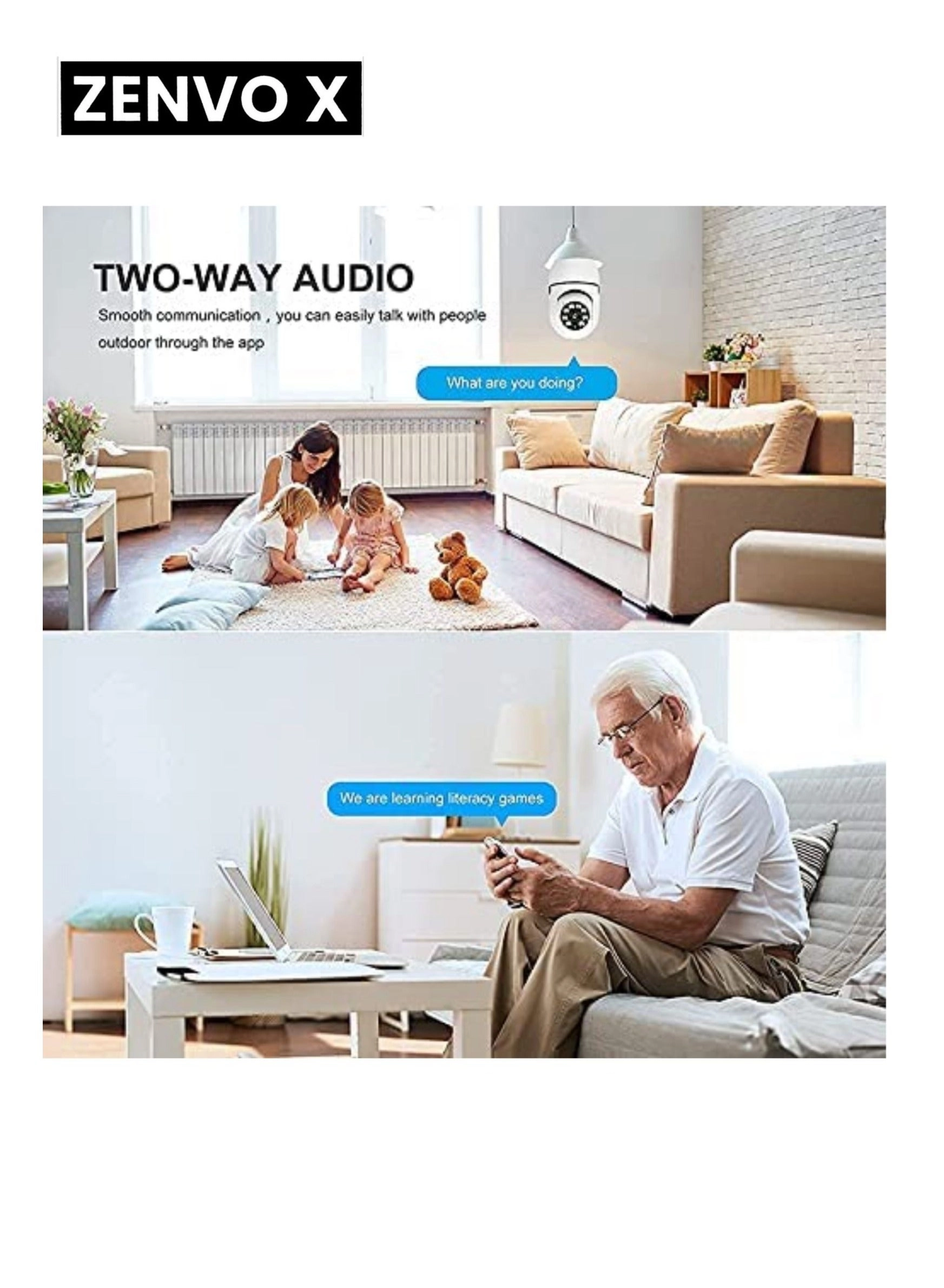 360 Degree Wireless Panoramic Bulb Camera 1080p