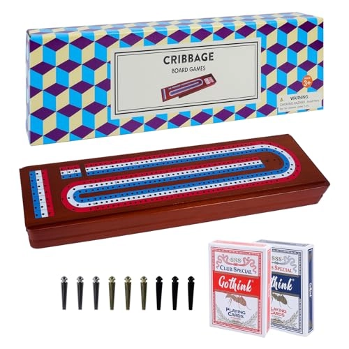 Cribbage Board - Folding 3-Track 9 Metal Pegs