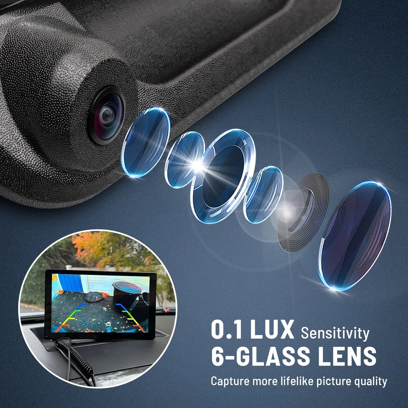 Tailgate Handle Reverse Backup Camera - Chrome RCA Connector