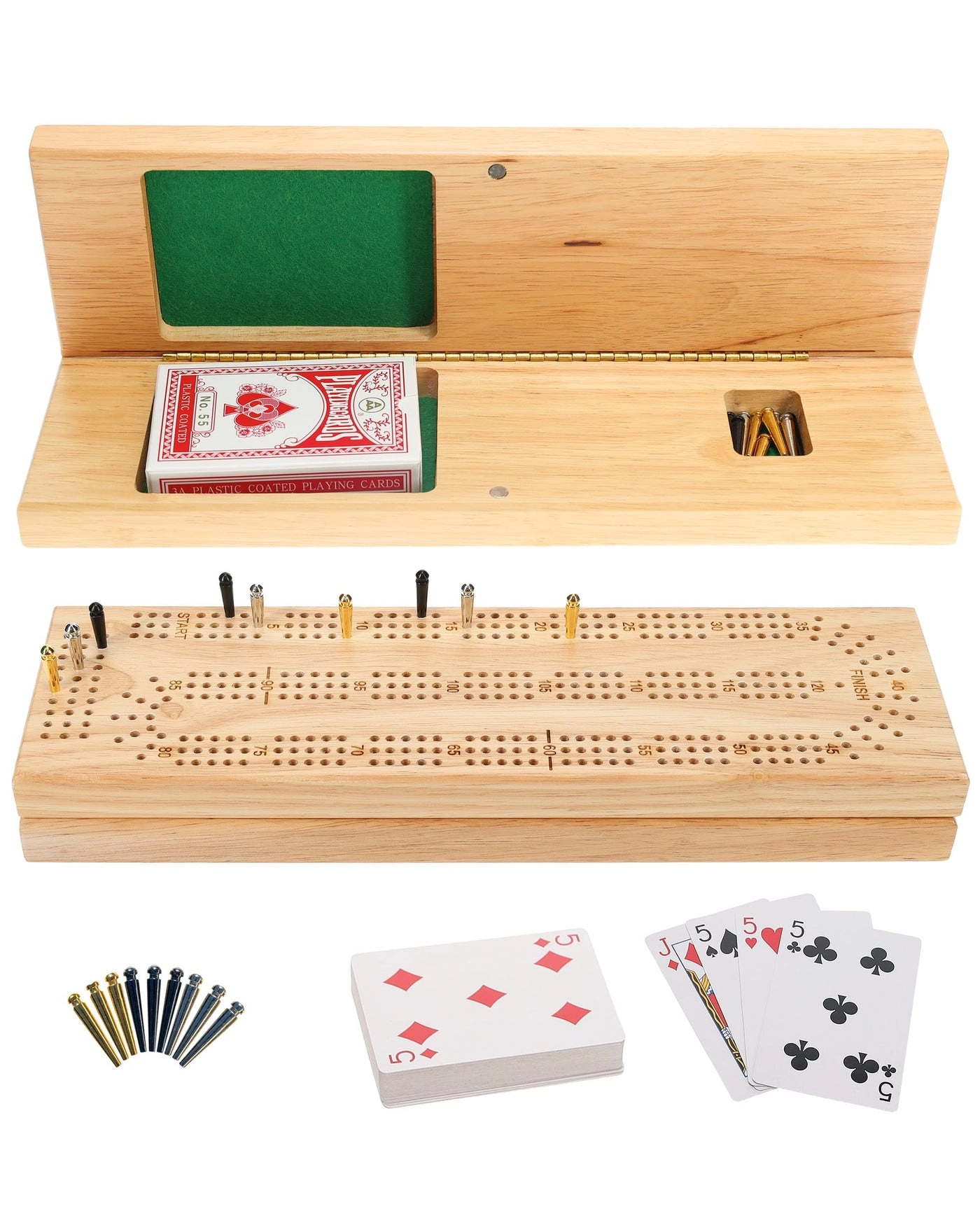 Cribbage Board - Wooden Black Stained 3 Track