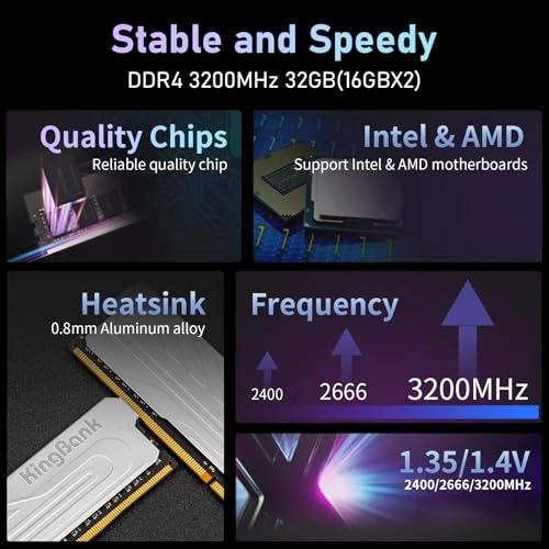 Computer Desktop Memory Ram DDR4 - 32GB(2x16GB) 3200MHZ