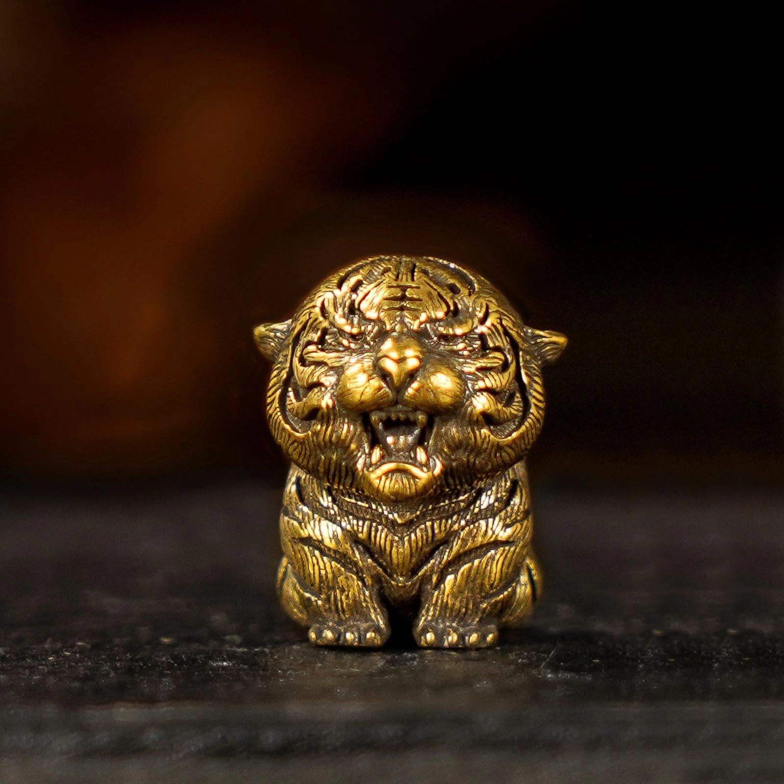 chovy Baby Tiger Statue - Brass