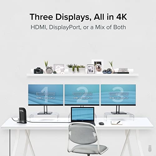USB C Triple Display Docking Station - USB 3.0 4K 30Hz 1080p 60Hz