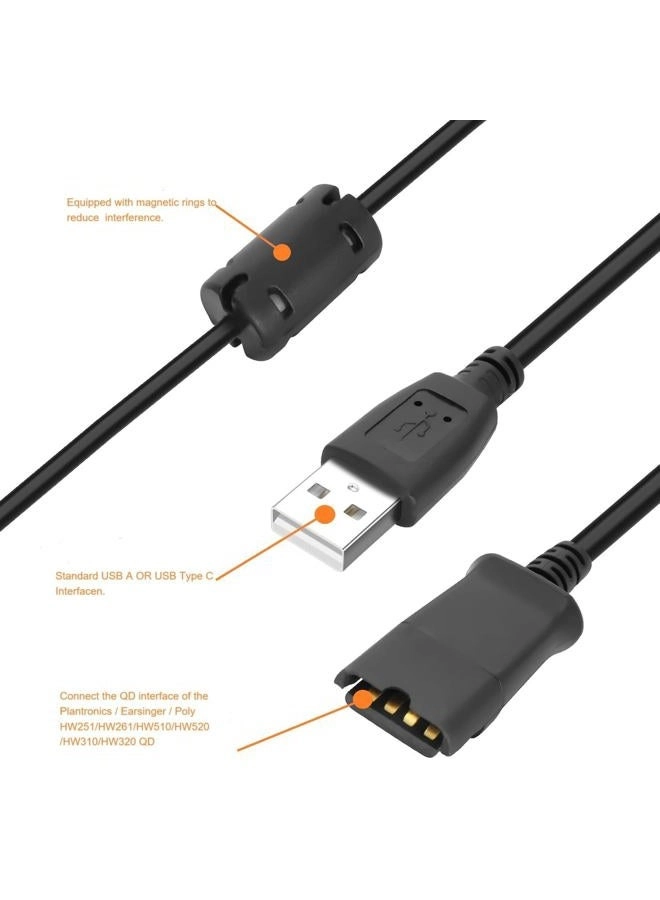 DA-80 - USB Audio Adapter for Plantronics QD Headsets - Mute and Volume Controls