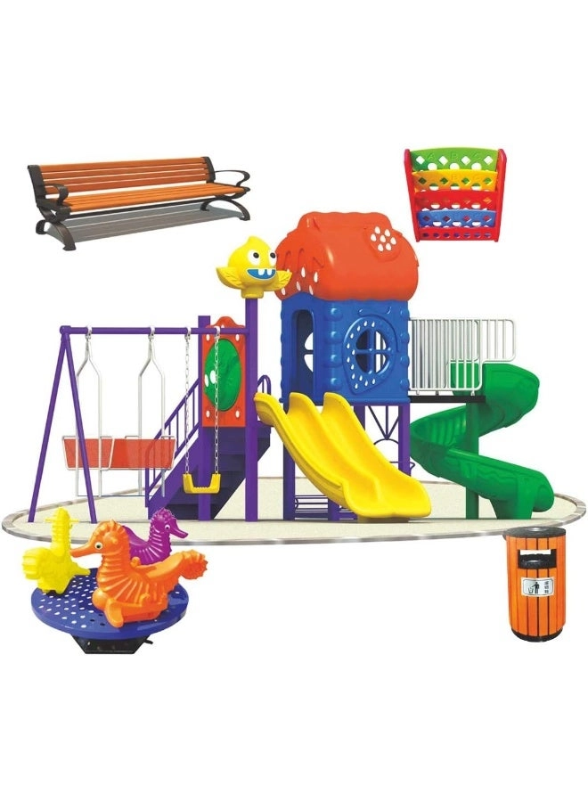 Multi Purpose Kids Outdoor Playing Equipments - 770x320x280cm 2+ Years