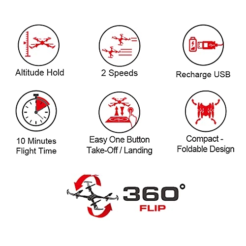 Storm Quadcopter Z4 - One-Key Takeoff and Landing, Foldable, 11 min Flight Time