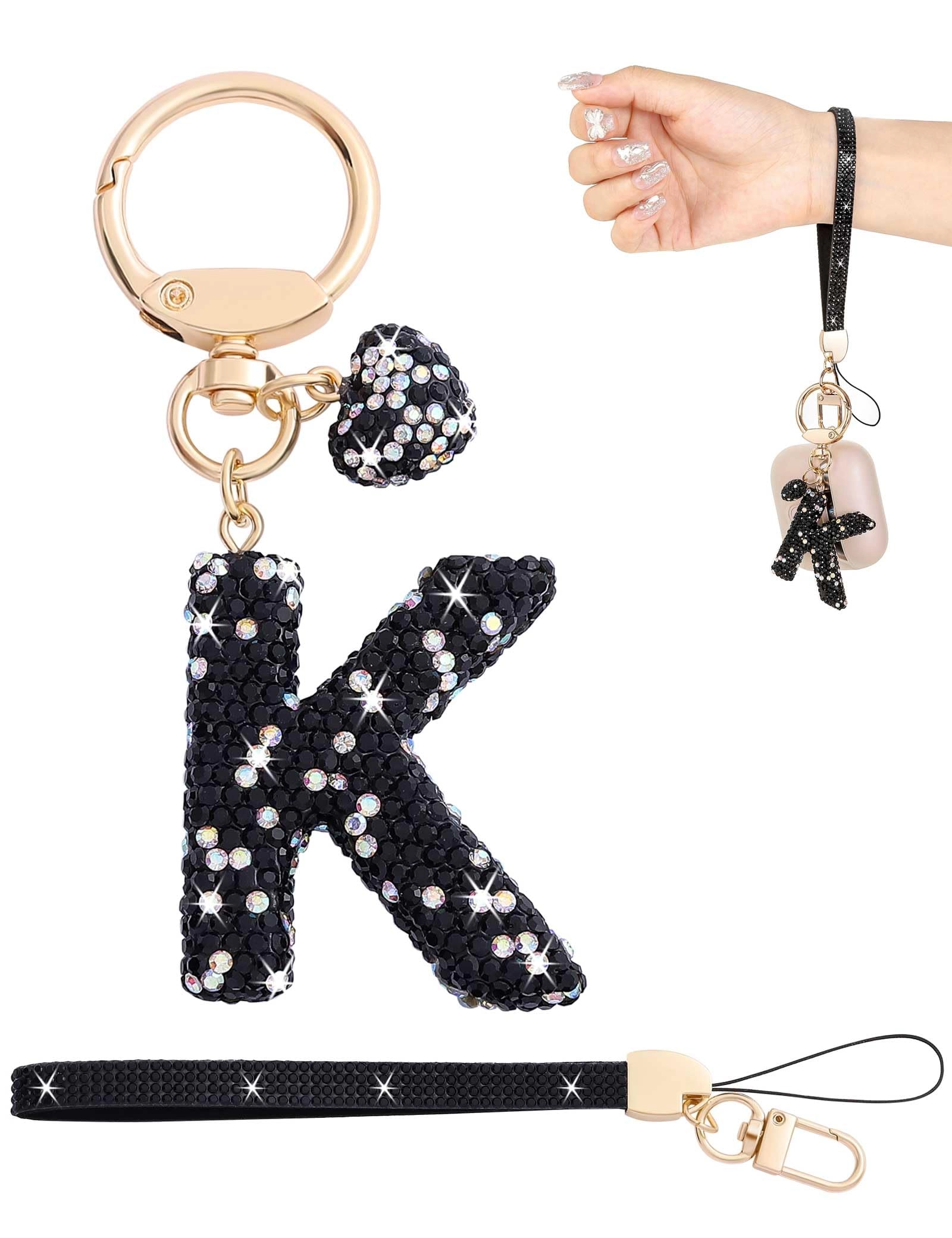 Initial Keychain - L Purple Rhinestone