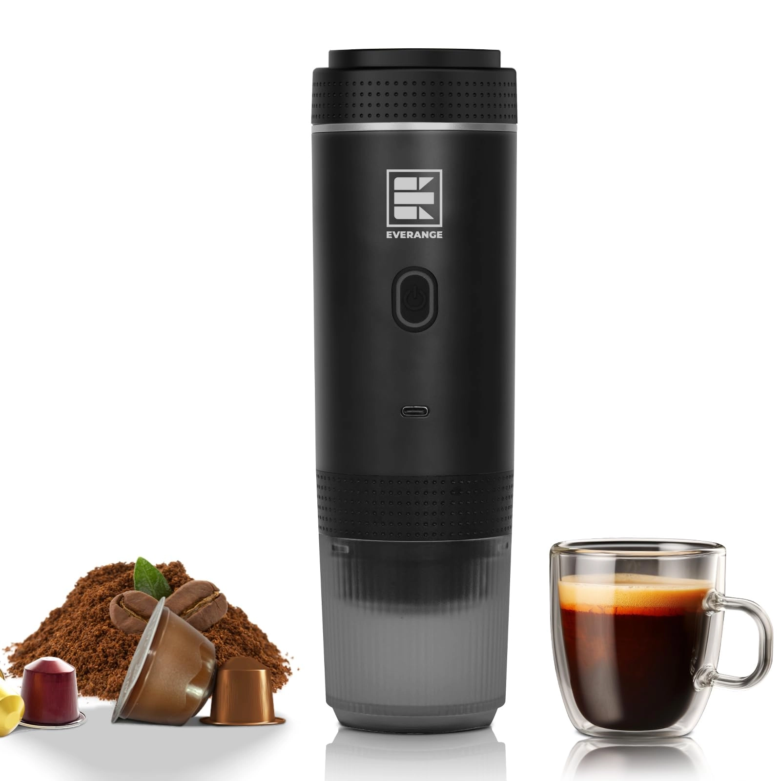 Portable Electric Espresso Machine - 60 Milliliters Ground Coffee & NS Capsules