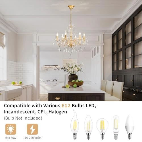 K9 Crystal Chandelier - 6-Lights 27"H 22"W Gold