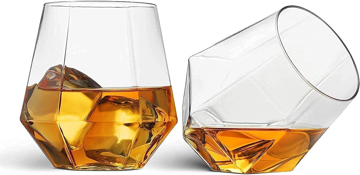 Diamond Cut Glass Tumbler - 2 pcs Hexa 310 ml