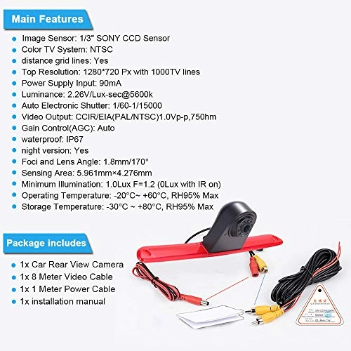 HD IP68 Rear View Camera - Night vision 1280x 720 pixels + 7'' Monitor