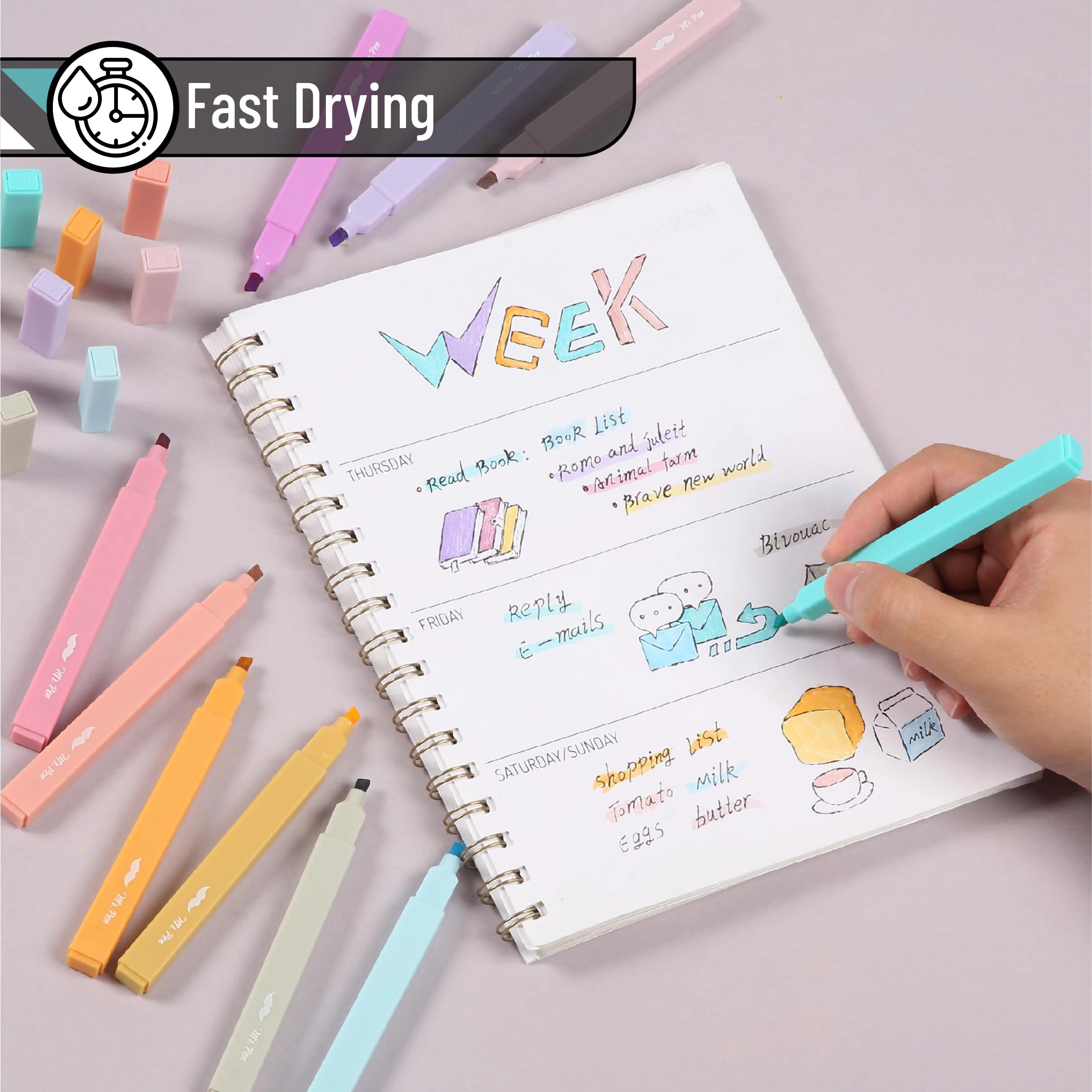 Aesthetic Highlighters - Candy Colors Chisel
