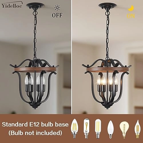Farmhouse Chandelier - 4 Lights E12 Base