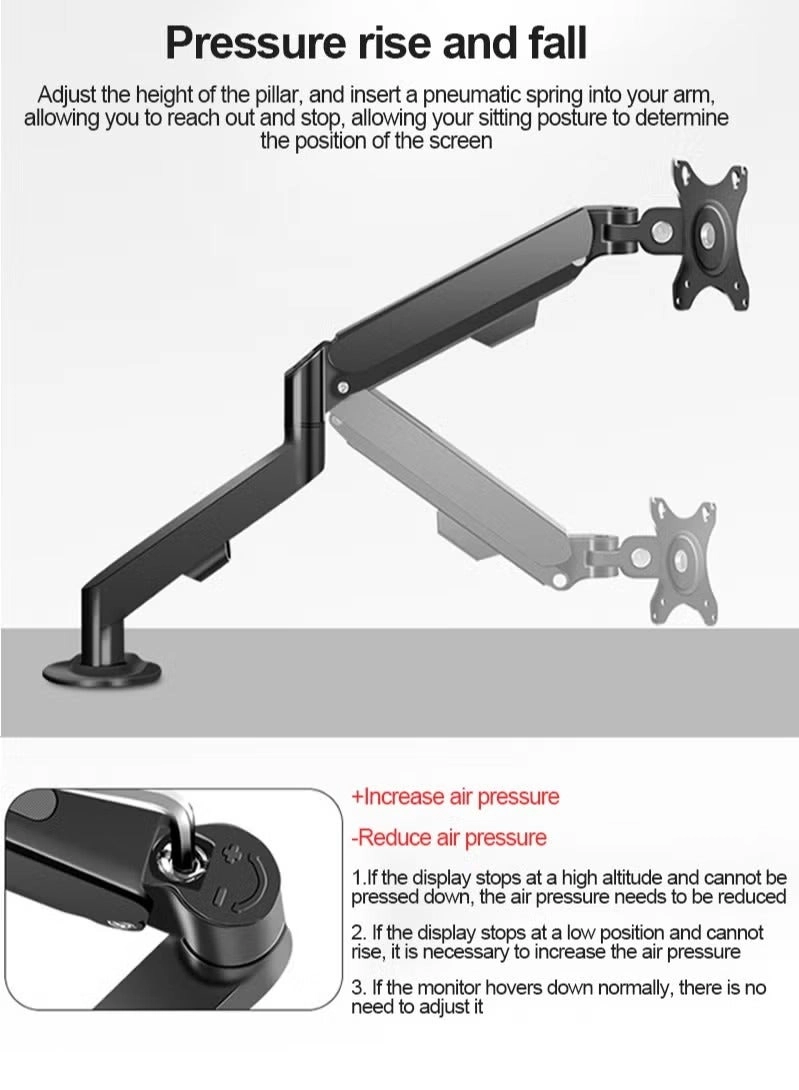 Gas Spring Monitor Arm - 32 in VESA 75x75/100x100mm