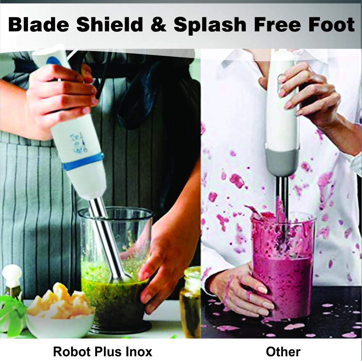 Robot 400 Plus INOX - 3in1 hand blender High efficiency chopper Includes whisker attachment