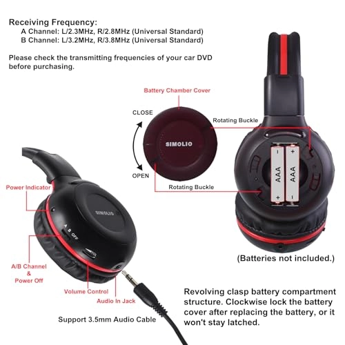 Infrared Headphones - Bluetooth Wired Honda Odyssey, Pilot, uConnect VES, Chrysler Pacifica, Town and Country, Dodge Grand Caravan, Chevy Suburban, Chevy Tahoe, GMC Yukon, Nissan Armada, Toyota Sienna, Cadillac Escalade, Ford Expedition